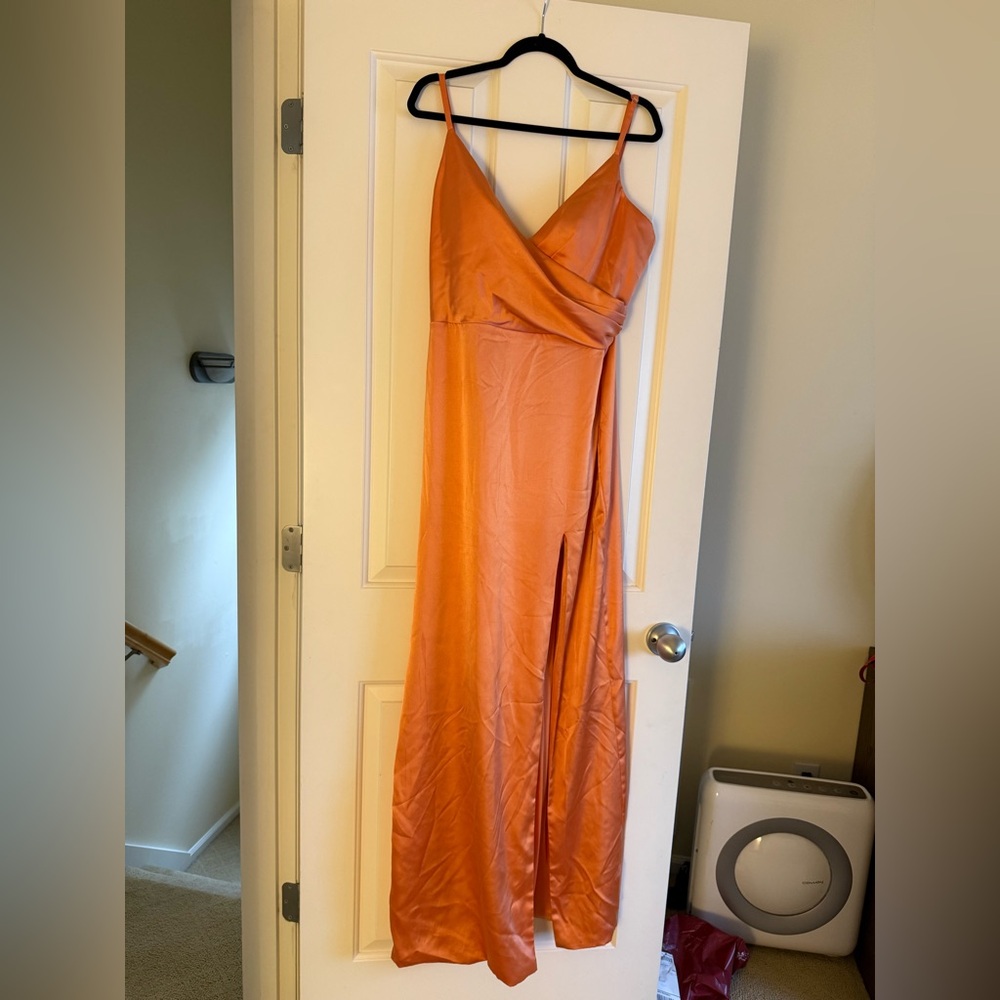 Revelry Rava Satin Dress (Tangerine) (Size 16)